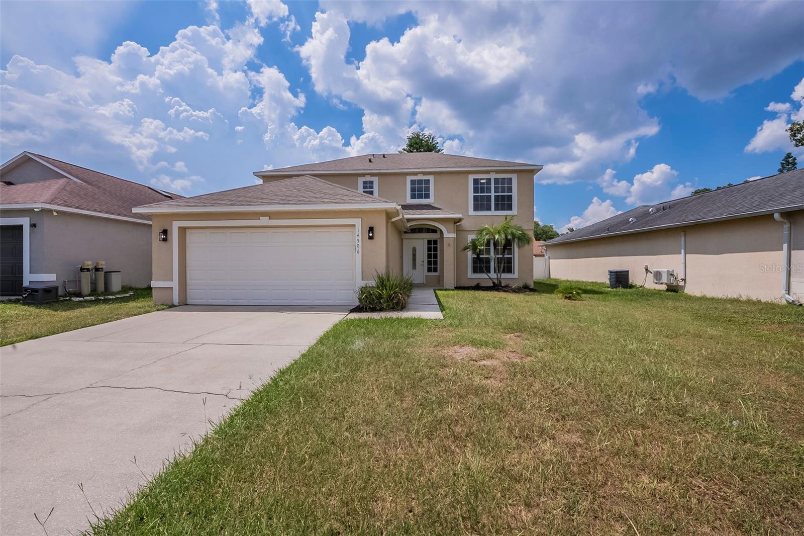 This beautifully updated 2-story home features fresh interior paint, new light fixtures, and elegant arched doorways in the main living area. The kitchen boasts painted cabinets, quartz countertops, and a stainless steel appliance package including a range, microwave, and dishwasher. Enjoy new carpet throughout, refreshed bathrooms, and a brand new HVAC system. With 4 bedrooms and 2.5 baths, this home combines comfort and style in every space.