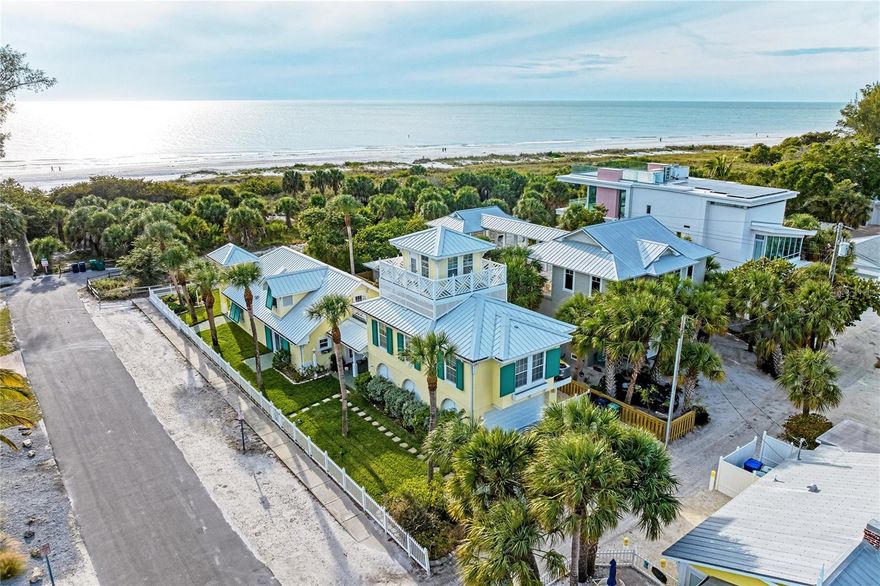 Anna Maria Island classic beachfront home with peaks of the Gulf of Mexico from downstairs, or indulge in panoramic Gulf views from the towering widow's walk. Even the star gazing is magnificent! Discover the epitome of coastal living with four bedrooms and three-and-a-half baths in this coastal-inspired house on Anna Maria Island. This classic beachfront home invites you to experience the joy of sun-soaked days and tranquil nights by the Gulf, with timeless architecture, spacious interiors and less than 200 feet to the crystal sands of the beach. This is your opportunity to call Anna Maria Island home, where every day feels like a vacation. With direct beach access, this coastal gem redefines the art of seaside living from sunrise to sunset, savoring the beauty of the shore in a home where every moment is a celebration of beachfront bliss. This home has never been rented, however, it is in a weekly rental zone. Watch the video and click on the tour to virtually walk through the house. Bedroom Closet Type: Walk-in Closet (Primary Bedroom).