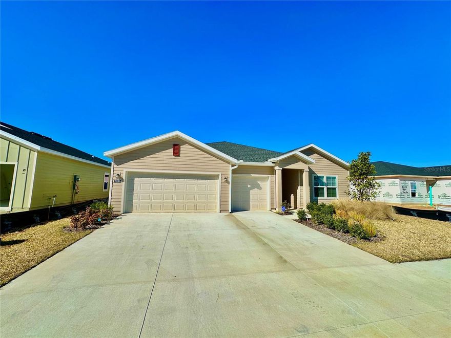 Step into a bright, energy efficient, single-story home with 9 foot ceilings and a layout designed for real family living and easy entertaining. The open-concept kitchen, café, and living room flow together beautifully. Perfect for keeping an eye on the kids while you cook, hosting game nights, or gathering with friends without feeling cramped. A Ring Pro doorbell adds everyday convenience and peace of mind right from the front entry. Just off the main living area, you’ll find access to a covered lanai, ideal for weekend lounging and outdoor dinners, overlooking a fully fenced backyard that’s great for kids, pets, and playtime. Rain gutters are already in place, helping protect the home while keeping maintenance simple. For more formal moments, a dedicated dining room sits separate from the main living space, making holiday meals and dinner parties feel special without disrupting the rest of the home. When it’s time to unwind, the owner’s suite is privately tucked in the rear corner, complete with an en-suite bath and a walk-in closet, your own quiet retreat at the end of the day. Up front, three secondary bedrooms provide flexible space for children’s rooms, a playroom, or a home office, plus comfort for overnight guests. And with a roomy 3 car garage, you’ll have space for vehicles, storage, bikes, and everything that comes with a busy family lifestyle, all backed by the added confidence of an included builder warranty.