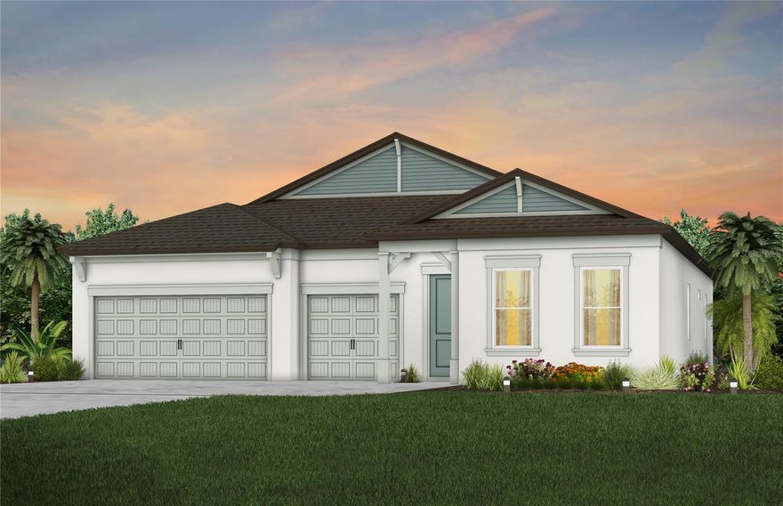 Under Construction. Pulte Homes is now selling new construction homes in Riversong, where resort-style living meets convenient access to Tampa, St. Petersburg, and Sarasota. Personalize your home with modern floor plans thoughtfully designed to fit your lifestyle. Enjoy year-round Florida sunshine, resort-style amenities, and close proximity to dining, shopping, and beautiful Gulf Coast beaches. Riversong is the perfect place to build your dream life in a community crafted just for you.
This new consumer-inspired Merlot home design has the space your family has been looking for! The gourmet kitchen showcases a large center island with a single bowl stainless steel sink and an upgraded faucet. There are upgraded stylish cabinets, 3cm quartz countertops with tiled backsplash, a spacious pantry, and Whirlpool stainless steel appliances including a dishwasher, built-in oven and microwave, refrigerator and stovetop with range hood.
The bathrooms have matching cabinets and 3cm quartz countertops and a walk-in shower, private commode, and dual sinks in the Owner's bath. There is luxury vinyl plank flooring in the main living areas, 12”x24” tile floor in the baths and laundry room and stain resistant carpet in the bedrooms.
This home makes great use of space with a versatile enclosed flex room, an oversized Owner’s Suite and large walk-in closet, a private full bath off the third bedroom, a convenient laundry room with built-in cabinets, open gathering room with tray ceiling, a 3-car garage with epoxy flooring and pocket sliding glass doors that open to a spacious covered lanai. 
Additional upgrades and features include LED lighting in the gathering room, 8’ interior doors, brushed nickel lighting and door hardware, faux wood blinds, upgraded baseboards, corner lot and a Smart Home technology package with a video doorbell. 
Enjoy peace of mind with Pulte’s transferable, 10-year Limited Structural Warranty that covers materials and workmanship in the 1st year, workability of plumbing, electrical, HVAC, and other mechanical systems through the 2nd year, various types of water infiltration and internal leaks through the 5th year, and the structural integrity of the home through the 10th year. Plus, we’re currently offering limited-time incentives and below-market rates!