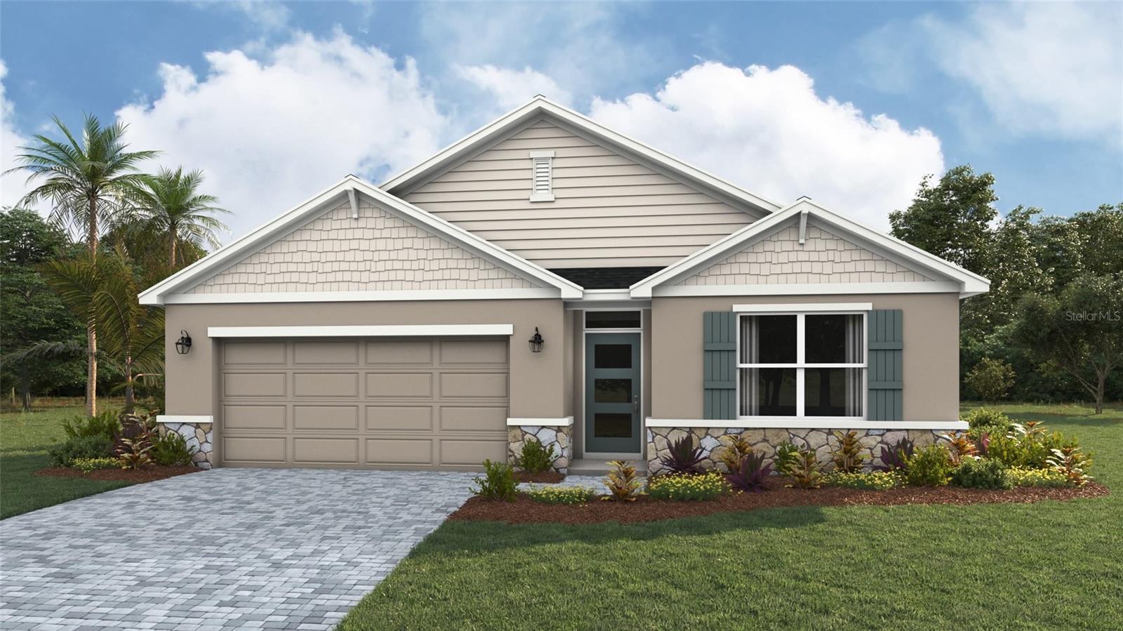 Under Construction. Receive up to $25,000 towards closing cost and special interest rates with our preferred lender NOW until August 31st. This all-concrete block constructed, one-story layout optimizes living space with an open concept kitchen overlooking the living area, dining room, and the outdoor covered lanai. The well-appointed kitchen comes with all appliances, including refrigerator, built-in dishwasher, electric range, and microwave. The Bedroom 1, located at the back of the home for privacy, includes Bathroom 1. Two additional bedrooms share the second bathroom. The third bedroom is located near the laundry room, which is equipped with included washer and dryer. Pictures, photographs, colors, features, and sizes are for illustration purposes only and will vary from the homes as built. Home and community information including pricing, included features, terms and availability.