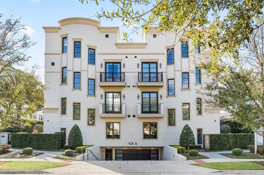 Price Improvement……Welcome to South Interlachen Place, a luxury townhome located in downtown Winter Park. If you are looking for the perfect combination of elegance and luxury with high end finishes, convenient location, and an amazing outdoor space, then this downtown Winter Park townhome is perfect for you. Located just steps away from Park Ave, you will enjoy all the fine dining and shopping options the area has to offer. This home features a functional floorplan with 3 Bedrooms, 3 Full Bathrooms and 2 Half Baths at 3244 SF of living space with plenty of natural light. Ground level entry from the private front patio lead you to double glass entry doors entering the unit. This entry floor features the Foyer, spacious Living room and Dining room. Adjacent to the Dining area is a well equipped chef's kitchen featuring high end appliances, including Wolfe gas cooktop, Sub Zero refrigerator and center island with seating as well as a separate bar/coffee area equipped with a full wine refrigerator. The second level is dedicated to the Master Bedroom Suite, with spacious Master Bath featuring dual sinks, a free standing tub, large walk in shower and spacious walk in closet. The 2 secondary Bedrooms can be found on the third level, each with private Bathrooms. Smart home technology featuring Lutron lighting and Control 4 system, allowing you to access the home remotely.  Each floor is accessible by stairs or by a private interior elevator from the underground garage to the rooftop terrace. The private rooftop terrace is the perfect place to relax and unwind while still being in the heart of the city. Equipped with a Summer Kitchen, BBQ, Beverage Frig, Half Bath, Pergola (with electrical louvers) to keep the area shaded while you dine as well as a separate sitting area with Fireplace and surrounding planters for those garden enthusiasts. You'll also have a secure private garage, so you can park with peace of mind. Guest parking is available for your visitors and guests. This is the perfect townhome while still enjoying the luxury lifestyle of Winter Park. Don't miss out on this amazing opportunity!