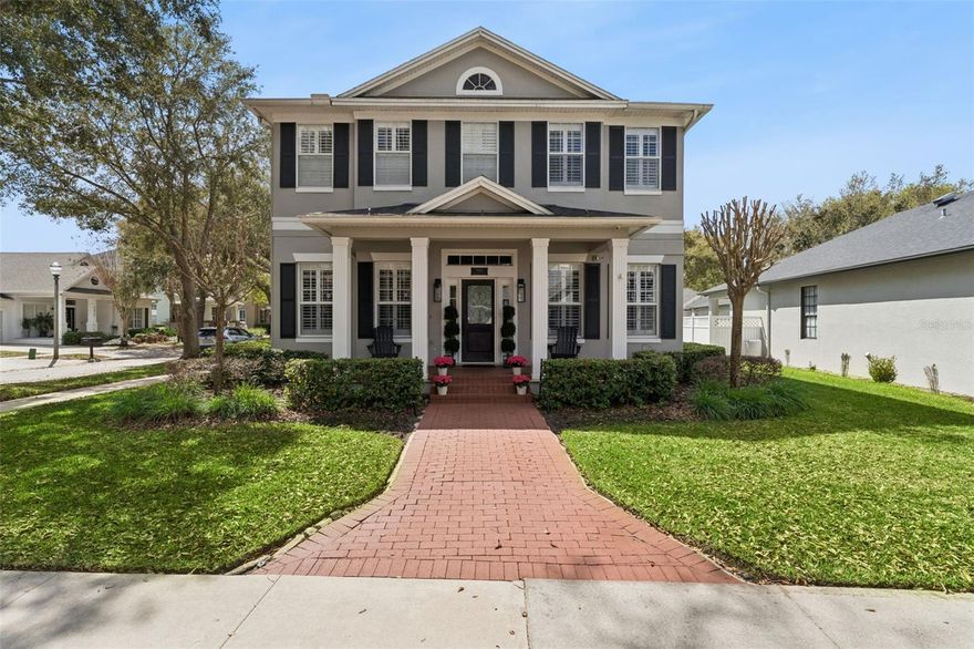 Welcome to timeless charm and comfortable living in the neo-classical section of Northlake Park in Lake Nona. 
This beautifully maintained 3-bedroom, 2.5-bath Colonial-style home offers approximately 2,800 square feet and sits on a corner lot with inviting curb appeal.

A brick walkway leads to the spacious covered front porch, setting the tone for the warmth and character found throughout the home. Inside, you’re welcomed by an open foyer with a formal dining room to the left and French doors to the right leading to a private office or den, perfect for working from home or creating a quiet retreat.

Continue into the heart of the home where the bright, open kitchen features generous counter space and cabinetry, overlooking the breakfast nook and family room. The living space is anchored by a stone accent wall and electric fireplace, creating a cozy yet stylish gathering area.

Upstairs, a versatile loft space provides the perfect setting for a media room, playroom, or additional lounge area. The spacious primary suite offers a relaxing retreat, complete with a modern and elegant en-suite bathroom.

Step outside to enjoy a private outdoor oasis featuring a covered patio, sparkling pool, and fully fenced yard, creating a peaceful space for entertaining, relaxing, and enjoying Florida’s year-round sunshine.

Additional highlights include plantation shutters throughout, crown molding, and a functional laundry/mudroom combination that adds convenience to daily living. Northlake Park is one of Lake Nona’s most established  communities, known for its beautiful design and abundant green space. Residents enjoy tree-lined streets, scenic ponds, charming gazebos, and lush mature landscaping that create a peaceful neighborhood atmosphere. The community was thoughtfully designed with walkability and gathering spaces throughout, offering plenty of areas to enjoy the outdoors. Residents also enjoy access to the Northlake Park Community School and YMCA, included as part of the HOA. The location is exceptional - just minutes from Lake Nona Town Center, Medical City, Orlando International Airport, and near lots of shopping and dining options.
This home blends classic architecture, modern comfort, and a vibrant community lifestyle in one of Lake Nona’s most charming neighborhoods.