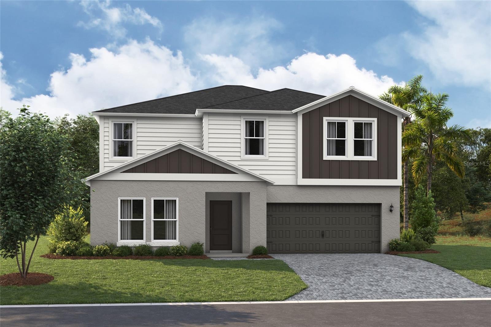 Under Construction. Never run out of space with the Catalina, a spacious two-story home designed for ultimate comfort and flexibility! This home boasts 5 bedrooms, 3 bathrooms, a versatile den, a generous upstairs recreation space and a private 2-car garage. The open concept floorplan, perfect for entertaining or just hanging out, is complemented by stylish luxury vinyl plank flooring. The kitchen and throughout the home feature elegant quartz countertops, while the stainless-steel appliances and smart thermostat with voice control add a touch of modern technology. The laundry room features a new washer and dryer and is conveniently located upstairs with all the bedrooms. The owner’s suite is situated at the back of the home with a spa-like owner’s bathroom and spacious walk-in closet. Completing this home is beautifully designed landscaping curated for the Florida lifestyle.
Experience the essence of community living at Two Rivers. Located North of Tampa, residents enjoy all the dining and shopping options the Wesley Chapel area has to offer while staying close to nature. This master-planned community is inspired by the surrounding nature, nestled within woods, grasslands, and water allowing homeowners to fully immerse themselves in the outdoors. Resort-style amenities add to the luxury of the Two Rivers lifestyle while a full calendar of events fosters a sense of community.
Images shown are for illustrative purposes only and may differ from actual home. Completion date subject to change.