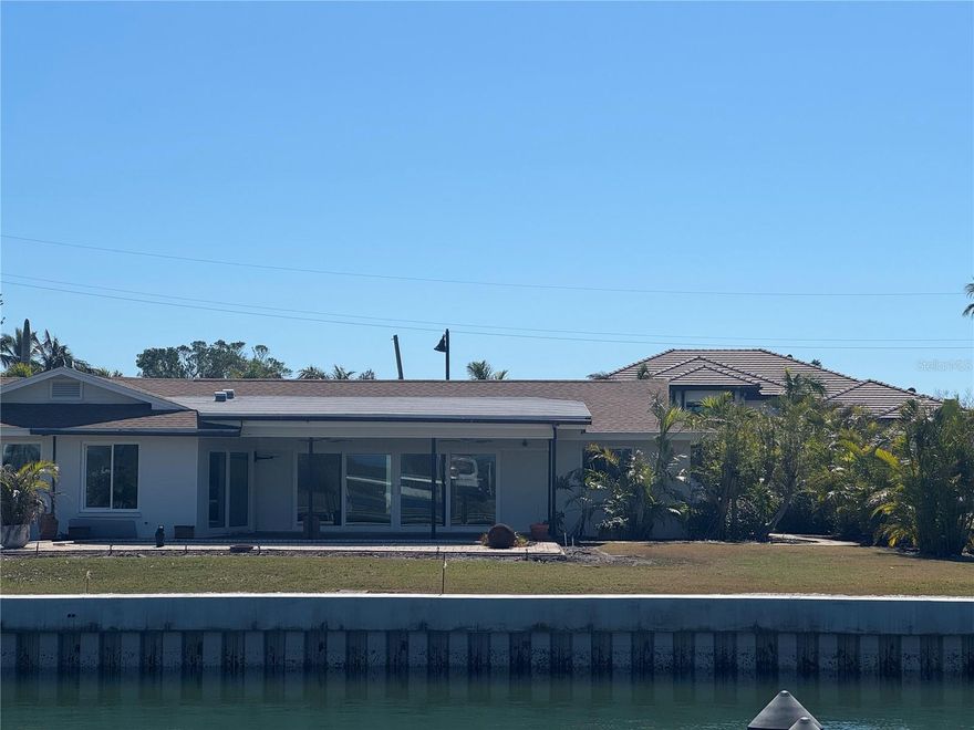 Cottage style Emerald Harbor home with deep boating water for a very large boat and deeded beach access.This is truly the Florida lifestyle with most rooms overlooking the beautiful pool area and then out to the gorgeous water views. The beach is only a two minute walk away for shelling and sunsets. This three bedroom home has a terrific split floor plan and feels like an English cottage. Added features are a large master bedroom with pool and water views and an eat-in kitchen that also opens up to the pool area. The home features a really beautiful caged pool and deck that overlooks the canal with dock andviews all surrounded by gorgeous tropical landscaping.
NEW SEAWALL 2024