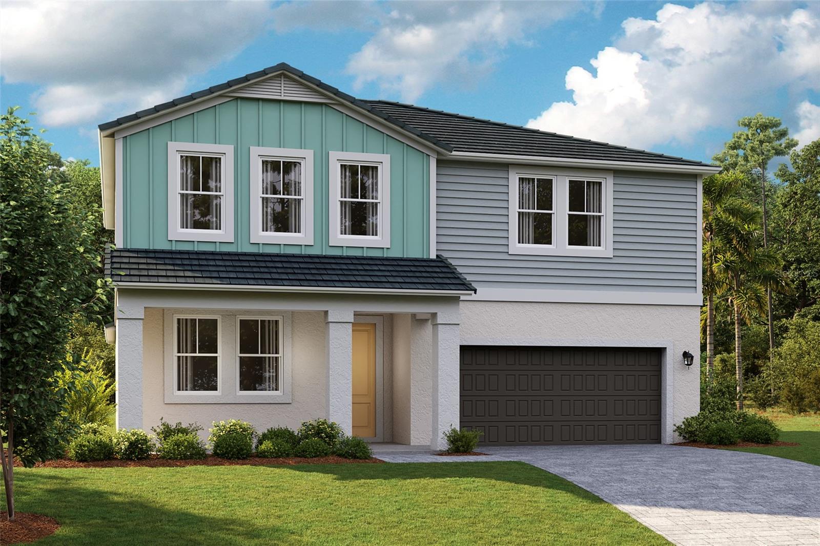 One or more photo(s) has been virtually staged. Under Construction. Welcome to the Coquina, a two-story masterpiece with a modern design. This spacious floorplan offers 5 to 6 bedrooms, 4 bathrooms, and a 3-car tandem garage, perfect for growing families or those who love to entertain. At the front of the home, a private bedroom and bathroom serve as the perfect guest suite. A laundry room is conveniently located in the extended foyer which opens up to the heart of the home. The kitchen, featuring 42" upper cabinets, stunning quartz countertops, stainless-steel appliances, and a large kitchen island overlooks the open living and dining areas. Sliding glass doors lead to the large lanai, providing a seamless transition to outdoor living. The owner's suite is tucked away at the back of the home, offering a serene oasis with double vanity, a freestanding tub, a walk-in shower with floor to ceiling tile, and an oversized walk-in closet. Upstairs, you'll find 3 spacious bedrooms, 2 full bathrooms, a flexible recreation space, and an office or optional 6th bedroom. With modern conveniences throughout, like the smart thermostat with voice control, the Coquina is a home designed for bold living.
Find the perfect balance of serene landscapes and modern amenities at Mirada. Homeowners at Mirada enjoy the beach lifestyle in Pasco County with a 15-acre man-made lagoon for swimming, kayaking, paddle boarding, and relaxing. Golf cart paths and spacious sidewalks invite residents to explore opportunities for outdoor recreation, including parks, playgrounds, and nature trails. Stay close to what’s important at Mirada, ideally located 30 minutes from Downtown Tampa and just minutes from Publix. From high-speed action—including super-fast ULTRAFi Wifi--to leisurely strolling or floating, at Mirada you can live life to the fullest.
Images shown are for illustrative purposes only and may differ from actual home. Completion date subject to change.