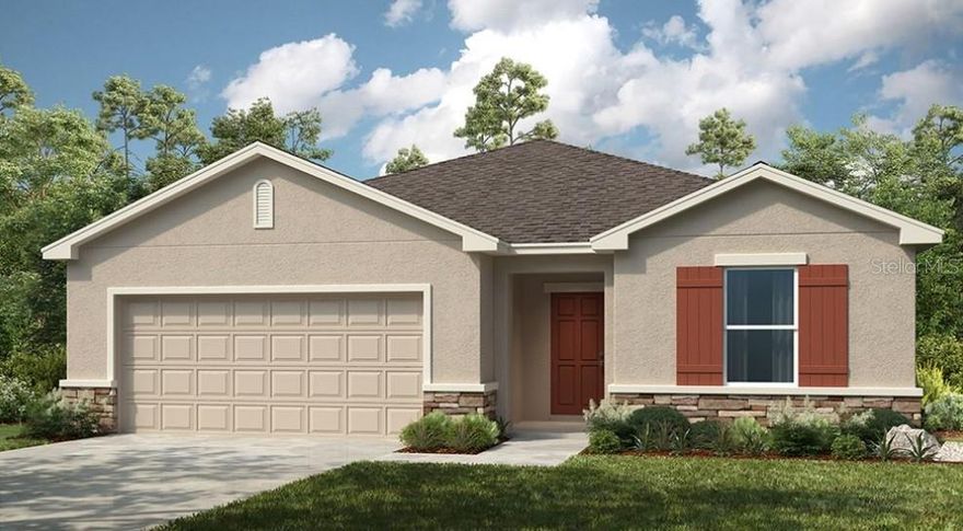 What's Special: No Rear Neighbors | Close to Amenities. New Construction – Ready Now! Built by Taylor Morrison, America’s Most Trusted Homebuilder. Welcome to the Cypress at 7423 Sandstone Drive in Waterstone! Step inside from the inviting front porch to a bright foyer leading to two secondary bedrooms with a shared bath. Across the way, you’ll find an additional bedroom and laundry near the garage entry. The open kitchen flows into the dining and great room, creating the perfect space for gathering. At the back of the home, the private primary suite offers a dual-sink vanity, walk-in shower, water closet, and spacious walk-in closet. A covered lanai completes the home for effortless Florida indoor-outdoor living. New single-family homes are now selling at Waterstone! This 400-acre community blends with Groveland’s natural beauty, minutes from Clermont, and offers planned amenities like a pool, cabana, dog park, Nature Play Space, and Monarch Butterfly Gardens. Additional Highlights Include: Whole house blinds. Photos are for representative purposes only. MLS#O6347831