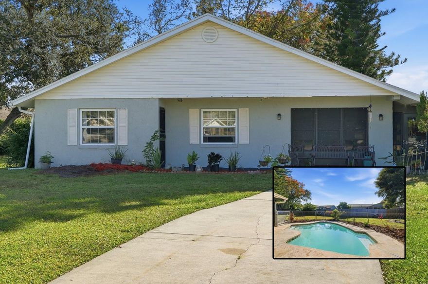 Welcome to 93 Glass Court, a charming pool home offering the perfect blend of comfort, space, and Florida lifestyle living. Nestled on the largest lot in the subdivision at the end of a quiet cul-de-sac, this property provides plenty of room to relax, entertain, and make memories.

Step inside to find a bright and inviting interior featuring a spacious open-concept living and dining area with vaulted ceilings and plenty of natural light. The kitchen includes solid wood cabinetry, stainless steel appliances, and a beautiful butcher block island, perfect for meal prep or gathering with friends.

The home offers three comfortable bedrooms, including a primary suite with sliding doors that open directly to the pool area, allowing you to enjoy that indoor-outdoor flow Florida homes are known for. The ensuite bath provides convenience and privacy, while the guest rooms offer plenty of versatility for family, guests, or a home office.

Outside, your private backyard oasis awaits! Enjoy the screened-in patio and refreshing in-ground pool, ideal for cooling off on warm afternoons or hosting summer barbecues. There’s also a large yard space with a newer shed, perfect for storage, hobbies, or a workshop setup.

And here’s something truly special, you don’t even have to leave your backyard to enjoy the city center fireworks display! Fire up the grill, let the kids swim, and watch the show right from the comfort of home.

This home combines value, location, and lifestyle in one amazing package. Whether you're relaxing by the pool, entertaining under the stars, or enjoying your front-row view of the city fireworks, 93 Glass Ct is the perfect place to call home.