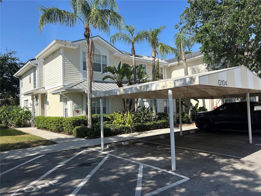 Spacious 4 bedroom Turnkey Furnished townhome inside gated Bollettieri Resort Villas/IMG Academy. Owners enjoy outdoor patio in back and covered carport parking in front. 
This wonderful bright 2 story villa has a lots of room for the family. Wonderful eat-in kitchen or sit at the breakfast bar for the quick eat and go while training at IMG. Home features include high vaulted ceiling, spacious family room, living room and a separate dining room with room for 10.  Large Master bedroom with lots of closet space in your walk in closet. Master bathroom has dual sinks and a separate shower and a bathtub. Hardwood floors, tile and carpet are throughout the villa. 1 bedroom on 1st floor with private bathroom, other bedrooms on 2nd floor. Walk through your living room the sliding glass doors out to your private paver patio to relax after your day. 1 of only a few villas with 3 parking spaces and all covered and numbered. This is 1 of only 8 townhomes and the largest floor plan on campus. Community heated pool and spa, fitness room.