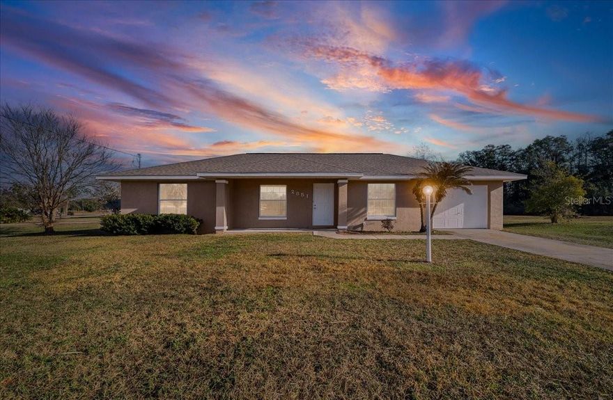 Move-in ready and meticulously maintained, this charming 3-bedroom, 2-bathroom home offers 1,254 sq. ft. of comfortable living space situated on an expansive 0.51-acre lot. This property provides incredible peace of mind with major recent upgrades, including a complete re-pipe (2024), a new hot water heater (2025), a newer roof (2021), and a 2016 HVAC. The exterior and interior have been freshly painted and features a mix of durable tile and warm wood flooring throughout. Designed with a desirable split plan, the home ensures maximum privacy for the primary suite. At the heart of the home, you’ll find a functional kitchen fully equipped with all appliances, flowing seamlessly into a spacious living room perfect for family gatherings. With all the "big-ticket" maintenance items finished, this home is a clean slate just waiting for your own special touches. Don’t miss this rare opportunity for an updated, turn-key home on a generous half-acre lot!