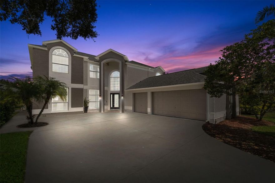 One or more photo(s) has been virtually staged. Welcome to this stunning 5-bedroom, 3,294 sq ft home located in the desirable Worthington subdivision of the gated East Lake Woodlands Golf Course community. This residence offers the perfect combination of luxury, comfort, and functionality, with high-end finishes, thoughtful updates, and a resort-style outdoor oasis designed for year-round Florida living. As you arrive, you’ll be greeted by a grand 18-foot entryway accented by a Swarovski chandelier and soaring ceilings that create a bright and elegant first impression. Inside, the home’s open-concept floor plan offers both formal and casual living areas, including a formal living and dining room, a spacious family room, and a beautifully remodeled kitchen that is truly the heart of the home. The kitchen features Bosch appliances (including a 2023 refrigerator), a marble backsplash, 42” cabinetry with crown molding, pull-outs, a lazy Susan, buffet counter, wine storage, and a breakfast bar. A downstairs guest bedroom with half bath adds convenience and flexibility for visitors or multi-generational living. Throughout the home, you’ll appreciate the stylish flooring—no carpet—for a sleek look and easy maintenance. Upstairs, retreat to your expansive primary suite, complete with dual walk-in closets, a sitting area with speaker wiring, and a fully remodeled marble en suite bathroom featuring a soaking tub, step-in shower, dual-sink vanity, and private water closet. Three additional upstairs bedrooms are generously sized and offer excellent storage space, making this home ideal for families or those who love to host. Step outside to your own private paradise. The solar-heated pool and spa feature Baja shelves, waterfalls, and a newer screen enclosure (2023). The outdoor kitchen and covered entertaining space make this the perfect spot for alfresco dining, evening gatherings, or simply relaxing while enjoying the lush landscaping that provides both privacy and tranquility. Additional upgrades include smart home security and thermostats, a newer A/C (2023), water heater (2024), and a 2017 roof for peace of mind. The oversized side-entry 3-car garage offers storage, yard access, and plenty of room for vehicles, hobbies, or additional organization. Living in East Lake Woodlands means access to a premier lifestyle, with optional memberships available for golf, tennis, pool, and clubhouse amenities. The community is also conveniently located near top-rated schools, shopping, dining, and beautiful nature trails, all while being a short drive to Tampa, St. Petersburg, and award-winning Gulf Coast beaches. This turn-key home is fully remodeled, energy-efficient, and move-in ready, offering everything today’s buyers are searching for with no costly updates required. Don’t miss the opportunity to call this remarkable property your new home—schedule your private showing today and experience the best of Florida living in East Lake Woodlands!