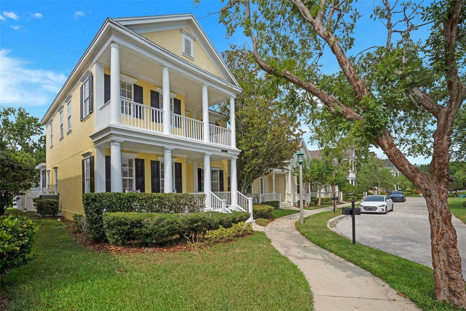 Welcome to 1115 Mosaic Drive in the quiet and peaceful Artisan Park, located in Celebration, Florida. Upon arrival you will see the first and second floor porches, ready for morning coffee. The first item to note about this property is the NEW DUAL ZONE A/C Once through the front door there is a flexible space, which could be used as a formal living space or game room. To the right behind French doors is A private office on the first floor with lots of natural light and is a work from home dream. As you continue into the home you will notice the seamless floors throughout the entire first floor. There is a spacious half bath. Then you will come to the updated kitchen with large granite island and eat in breakfast nook. Updated butlers pantry with plenty of cabinets even for a top chef. Stainless steel appliances complete the space. A private office on the first floor with lots of natural light and is a work from home dream. The laundry room is also located on the first floor and includes a front loading washer and dryer. Access to the screened in porch and fully fenced backyard with paver patio. Upstairs you will find the primary bedroom with ensuite bathroom with garden tub and access to the second floor balcony. Along with three bedrooms and the second bathroom. Custom closets are throughout the entire house to meet all of your organizational needs. Two car garage and driveway with space to park complete this home. Garage has hanging storage shelves. Fence installed 2024. Hot water heater installed 2021. Roof installed 2019. Come see this gem today!