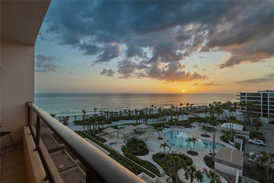 Welcome to paradise! This 3 bedroom floor plan offers Northwest and Southeast terraces boasting direct beach and sunset views from the great room and primary suite along with City and Bay views from the kitchen, den and guest bedroom. Floor to ceiling sliders showcase the big views at both ends and provide a bright welcoming atmosphere. The kitchen features a large center island, breakfast nook, granite counters, built-in desk, abundant cabinet space and all the conveniences to create memorable meals. Retreat to the primary suite where owners are pampered with terrace access, sunset views over the water, a walk-in closet and a spacious primary bath with separate shower, garden tub, dual vanities and water closet. Visitors will be comfortable staying in the ensuite guest bedroom that shares the Southeast terrace with the kitchen and 3rd bedroom that can also be used as a den. Other highlights include a separate laundry room with sink, an under building parking space, high speed fiber optic internet access and a smartphone app for easy tenant/guest access to the gates and building. Located behind the prestigious gates of The Longboat Key Club on the desirable South end of Longboat Key, owners will enjoy being minutes from the fine dining and shopping on St. Armands Circle in addition to the close proximity to Southwest Florida’s cultural hub of downtown Sarasota. At the Sanctuary, you will be part of 18 incredible beachfront acres with trails, an Olympic sized heated pool and spa, lighted tennis courts, a fitness center, onsite management, 24-hour manned security gate and a club house with planned activities. Become a member of the Longboat Key Club and partake in the superior golf courses, 6 private restaurants, spa and wellness center and other AAA four-diamond beach resort offerings. Roof replaced in 2023, Elevators modernized in 2022, drainpipes re-lined in 2024 and pool decking replaced in 2024. Building passed the Milestone Structural Integrity Inspection.