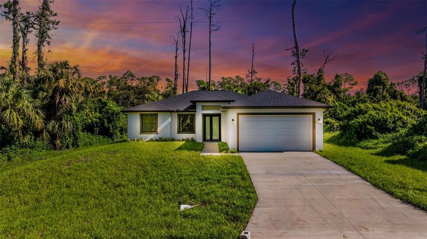 Where luxury meets convenience in the heart of Port Charlotte, Florida! This brand-new 3-bedroom, + DEN, 2-bathroom home offers 1,653 sqft of beautifully designed living space with soaring 9.4-ft ceilings and elegant 8-ft doors, creating an open and airy feel throughout. Step inside and fall in love with the incredible kitchen—a chef’s dream! Featuring a large island, quartz countertops, a walk-in pantry, and top-of-the-line appliances, this space is perfect for cooking, entertaining, and gathering with loved ones. The spacious primary suite is your private retreat, complete with two separate walk-in closets and a luxurious ensuite bathroom. The split floor plan ensures privacy, while the expansive laundry room adds to the home’s functionality. Enjoy the best of Florida living with this home’s prime location—just minutes from shopping, dining, schools, and world-famous Gulf Coast beaches. Whether you love outdoor adventures, golf, or waterfront activities, you’ll find everything you need nearby. Don’t miss this opportunity to own a beautifully crafted home in one of Port Charlotte’s most desirable areas! Schedule your private tour today.