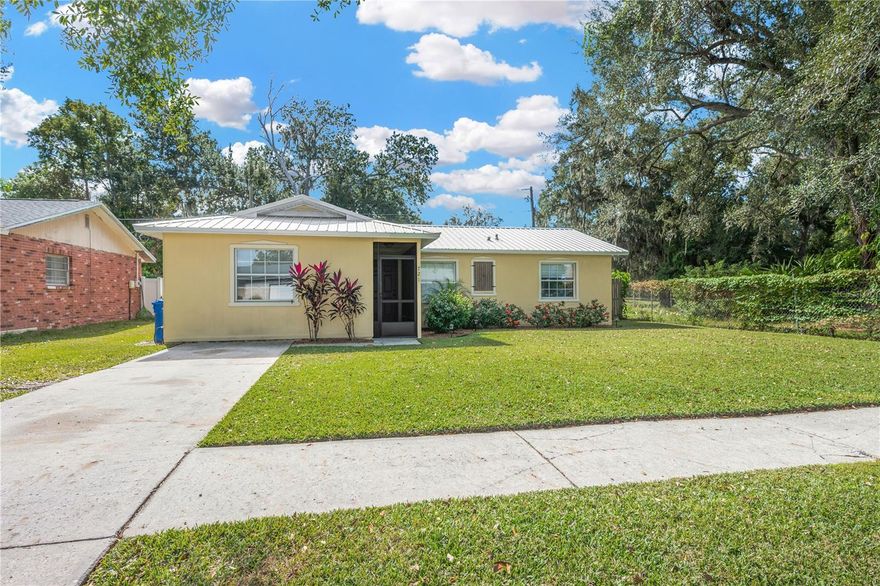 Welcome home to a lovely, well maintained home in the heart of Brandon, FL.  It has 3 bedrooms and 1 bathroom with a large bonus room.  The bonus room is a perfect place for a second living room, office, gym, or convert it into another bedroom.  As you walk up to the home, you are greeted with a screened front porch that leads to your front door.  Through the front door you enter into your living room which flows into the dining area with great natural light from a sliding glass door.  The main living areas have tile flooring.  The kitchen is a good size with upgraded wood cabinets with crown molding.  The counter tops are quartz and all kitchen appliances are included.  Just off the kitchen is a large utility room that has a washer and dryer along with room for a pantry and more storage.  The 3 bedrooms are on the other side of the home, and offer the perfect place to retreat.  Outside is a well kept, fenced back yard, and no neighbors to your West side.  The home has a NEW metal roof installed in 2025, and there is a tankless gas water heater.  The location is great as it is close to all the shopping and dining Brandon has to offer. You also have easy access to major commuter roads to get you where you need to be.  Call today to tour this lovely home.
