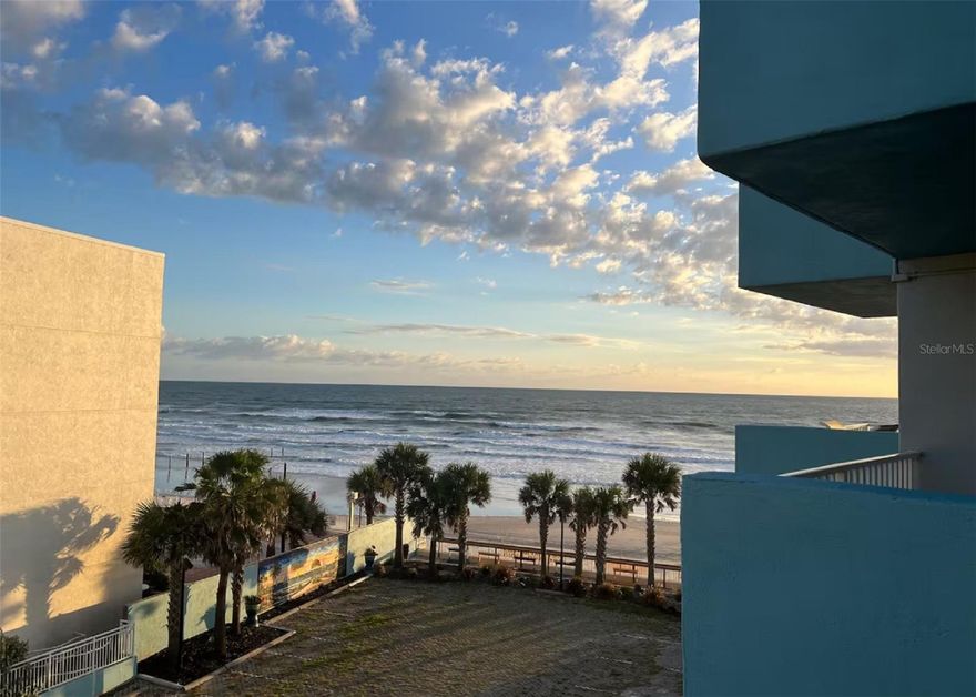 Located in the highly desirable Fountains Beach Resort, this oceanview condo offers stunning views of world-famous Daytona Beach. 
Enjoy breathtaking sights from your private balcony.

The unit features 2 queen beds, dining eating area, kitchen and bathroom. 

Step directly onto the sand and enjoy a short beach walk to the Daytona Beach Boardwalk and Pier.

HOA dues include all utilities, building hurricane insurance, cable, high-speed internet, fitness room, sauna, heated pool, and hot tub. All furnishings, linens, and kitchenware convey, making this a truly turnkey opportunity.