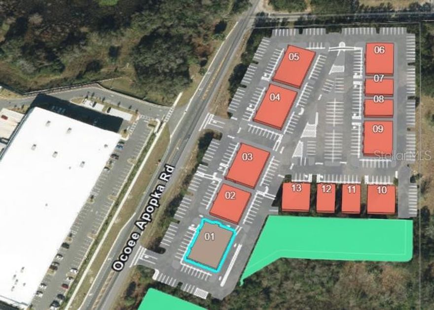 Under Construction. Building #01 is available for purchase at Lake Carter Exchange, a distinguished mixed-use development in Apopka’s East Shore at the intersection of Ocoee-Apopka Road and W Keene Road.  This dark gray shell retail building features a customizable interior, drive-through, and patio space. The shell delivery provides buyers with maximum flexibility to design the interior layout, with three front entrances supporting up to three unique suites. The development is strategically located less than one mile from Advent Health’s seven-story, 120-bed hospital and opposite a new Publix Supermarket development. Situated in the vibrant East Shore trade area, which includes 5,000 planned residences and an average household income above $100k, this Class A property is perfectly positioned for businesses targeting growth in Central Florida’s second-fastest-growing city. Contact us for pricing details/incentives and to schedule a tour of this exceptional commercial opportunity.