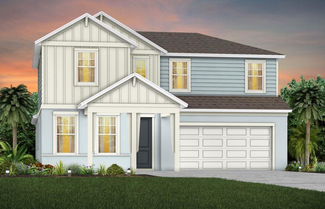 Under Construction. Winding Meadows is a natural gas single-family home community located in Apopka, with convenient access to Greater Orlando via SR-429/Kelly Park interchange. Enjoy on-site amenities including a resort-style pool, parks and walking trails, close to daily conveniences with a variety of outdoor recreation sites nearby, and top-ranked schools! 1 gig internet and TV are included in the low HOA and there is no CDD. Homes are selling quickly so schedule your appointment today!
The beautifully designed two-story, 5-bedroom, 3-bathroom, 2 car garage Coral Grand home offers the perfect blend of luxury, comfort, and functionality. As you step inside, you are greeted by a grand foyer that opens to the second floor, creating an inviting and open atmosphere. To your left, two spacious secondary bedrooms and a full bath provide ideal accommodation for guests. Travel deeper into the heart of the home, and you’ll find an expansive open concept layout that seamlessly connects the gathering room, kitchen, and cafe. Large windows throughout the main living areas flood the space with natural light, creating a warm and welcoming ambiance. The chef’s dream kitchen is a showstopper, complete with stainless steel Whirlpool appliances – including a refrigerator and built-in natural gas cooktop, and soft-close Dana Silver Lining cabinetry. The Quartz countertops, decorative tile backsplash, pendant prewiring, and upgraded faucet and sink elevate the space, making it perfect for both cooking and entertaining. Step outside to enjoy the extended covered lanai, complete with pocket sliding glass doors that create a seamless transition between indoor and outdoor living. The owner's suite, located conveniently on the first floor, provides a private retreat with ample space, and is complemented by a luxurious en-suite bathroom with a spa-like walk-in shower with rain shower head, a quartz-topped dual vanity, a private water closet, and an expansive walk-in closet. The laundry room, also thoughtfully located on the first floor, includes a brand-new Whirlpool washer and dryer, as well as a sink, adding to the home’s convenience and ease of living. Upstairs, you’ll find two additional bedrooms, a full bathroom, and a spacious loft, offering plenty of room for everyone. Every detail of this home has been carefully curated, from the Shaw wood-look luxury vinyl plank flooring throughout the first floor living areas to the porcelain tile in the bathrooms and laundry to the plush, stain-resistant Shaw carpeting in the upstairs loft and bedrooms. Designer-curated finishes elevate every corner of this home, including brushed nickel hardware and plumbing fixtures, 2” faux wood blinds, and 8’ interior doors, comfort height toilets. For those who appreciate modern technology, this home comes equipped with a smart thermostat, video doorbell, LED downlights, and digital IP camera pre-wire, ensuring your home is as connected as it is beautiful. Experience the luxury of modern living with timeless design – schedule a tour today and see all that this exceptional home has to offer!