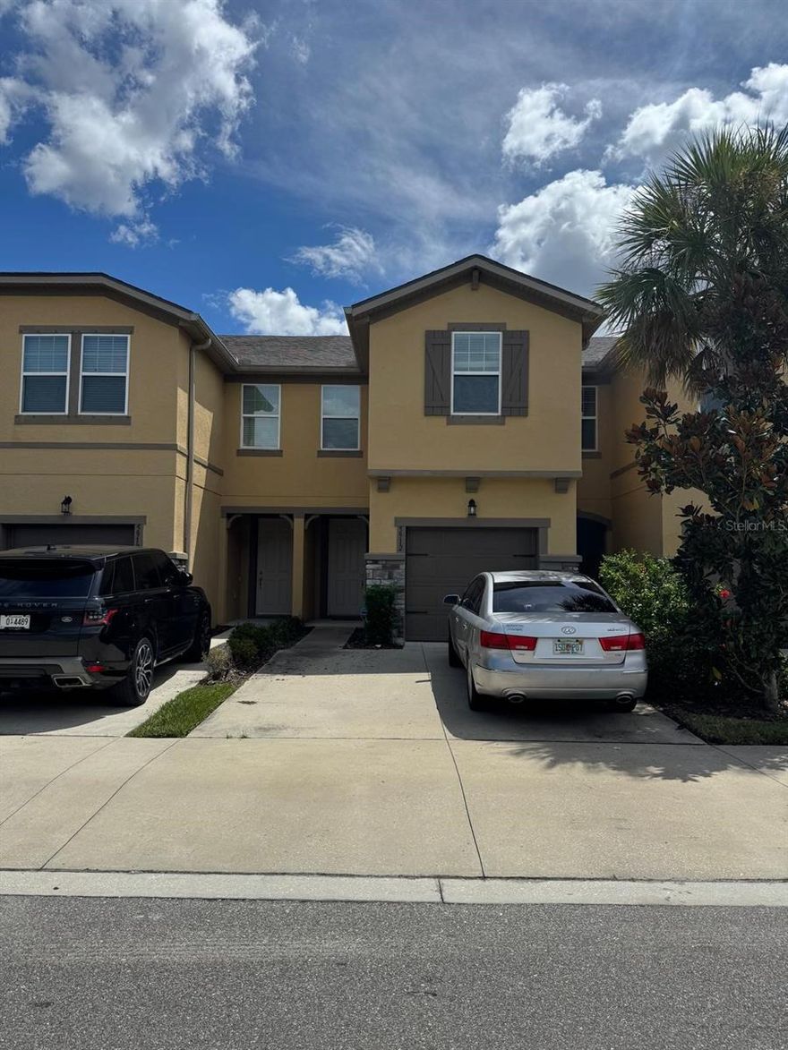 Welcome to this beautifully maintained 3-bedroom, 2.5-bath townhome offering the perfect blend of comfort, style, and functionality. Step inside to an open-concept floor plan with spacious living and dining areas, ideal for entertaining or relaxing with family. The modern kitchen features stainless steel appliances, elegant dark cabinetry, quartz countertops, and a large island with breakfast bar seating. Upstairs you’ll find a versatile loft space perfect for a home office, playroom, or media area. The primary suite includes a walk-in closet and a spa-inspired ensuite bathroom with dual sinks and a glass-enclosed shower. Additional highlights include tile flooring throughout the main level, a private patio area, and a one-car garage with extra driveway parking. Conveniently located near shopping, dining, and major highways, this home offers a low-maintenance lifestyle without compromising on space or style. Move-in ready and waiting for you to make it your own!