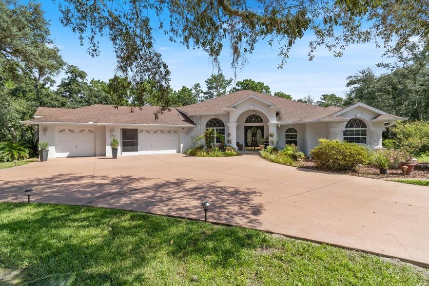 SOLD AS IS. Just appraised on Feb13th 2026. Meticulously maintained 3-bedrooms, 3-bathrooms, 3 car garage pool home. One guest bedroom shares bathroom with the pool area.  Open-concept floor plan includes a spacious kitchen. An environment suitable for both daily living and entertaining. Expansively screened lanai features a solar-heated in-ground pool in an optimal natural retreat. Mature trees line the rear of the property, creating a natural barrier that enhances privacy and adds to the overall beauty of the landscape. Well water sprinkler system, featuring 20 sprinkler heads distributed across 7 zones. Conveniently positioned near community amenities, this home resides within a quiet, established equestrian neighborhood in the heart of Citrus County—an area recognized for its scenic beauty, opportunities for kayaking among manatees in spring-fed rivers, and extensive nature trails. This unique residence combines quality construction, comfort, and outstanding outdoor living, making it an excellent choice for adults and their young family seeking ample space, creative flexibility, and the benefits of the Florida lifestyle.