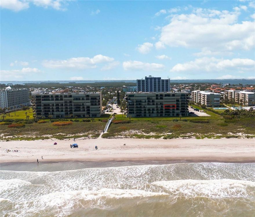 How would you like to wake up to the sounds of the waves rolling in along with the breathtaking sunrises over the Atlantic Ocean? If so, then this gorgeous 2 bedroom, 2 bathroom condo overlooking the shoreline of Cocoa Beach is for YOU!! This beachfront retreat features a 36 ft. private balcony where you can sip your morning coffee while watching the waves roll in and dolphins playing offshore. 

Inside, enjoy an open-concept floorplan (the Sand Dollar Model, which is the most popular layout), featuring a large, extended living room with stunning views of the beach. The split floorplan offers a great setup — with the guest bedroom and bath up front for privacy, and the primary bedroom tucked in the back, complete with sliding glass doors that open up to your own spacious balcony. The primary bedroom also features a walk-in closet and in-suite bathroom. The kitchen is just as inviting, with its own beach view (and community/pool view) and plenty of functionality — featuring a pantry, closet laundry space, and everything you need for relaxed coastal living.

And that's not it!! Outside, enjoy direct beach access, a heated pool and spa, fitness center with sauna, a reception hall for events and gatherings; plus tennis courts, pickleball, basketball, shuffleboard, and more. This unit also includes your own private enclosed garage which is directly in front of building A! You will have the left parking space in Garage #A-16 - just another perk of this amazing condo!

Royale Towers is located near Publix Shopping Center, ample dining options, Lori Wilson Park, Ron Jon Surf Shop, Cocoa Beach Pier, and MORE! Orlando International Airport, Disney, Universal, Sea World, and all major Central Florida attractions are just a car ride away! 

Whether you're seeking a peaceful full-time residence or the perfect beachside getaway, this slice of paradise offers it all - just steps from the sand. Don’t miss your chance to own a front-row seat to the most beautiful view - THE OCEAN! Call us today to schedule a showing!