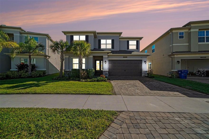Welcome to Winding Ridge in Wesley Chapel! This beautiful GL Homes Alexia floor plan offers 5 bedrooms, 4 bathrooms, and a 2-car garage on a one-of-a-kind pond-view homesite. Enjoy true Florida indoor/outdoor living from the screened panoramic lanai, where tranquil water views set the scene for morning coffee and unforgettable sunsets. A first-floor guest bedroom and full bathroom, offering flexible space for visitors or multigenerational living. Upstairs, you’ll find an oversized bonus room, a convenient laundry room, and the remaining bedrooms. Inside, the home shines with a fully upgraded kitchen featuring an oversized island, tall cabinetry, and a highly functional layout designed for entertaining and everyday life. Thoughtful upgrades throughout add comfort and functionality. Winding Ridge is a gated community with resort-style amenities, including a clubhouse, state-of-the-art fitness center, resort-style pool and cabana, tennis, pickleball, basketball, playground, and a splash pad/water play area. Conveniently located near shopping, dining, and major highways—schedule your private showing today and experience the lifestyle this home and community deliver!