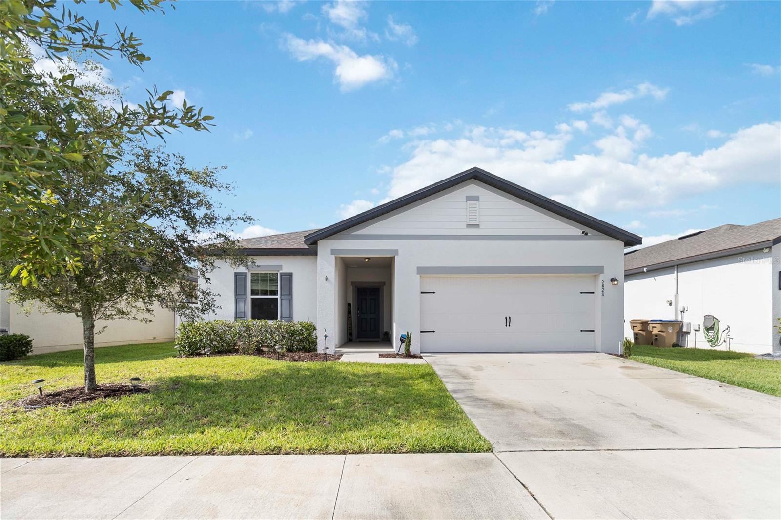 This immaculate only 5 years old home is tucked in a quiet community just minutes from Lake Nona, the VA Hospital, top schools, shops, and restaurants. You’re only an hour from the beach and even closer to Disney. Inside, you’ll find a bright and open layout with tall ceilings. The kitchen is perfect for entertaining with granite countertops, a large island, and stainless steel appliances. The primary suite features a walk in closet and En suite bathroom. Enjoy access to a community pool, a playground and a clubhouse. There’s also indoor laundry: Washer and dryer included. It is an Energy-efficient home that features an open living concept with 4 bedrooms, 2 bathrooms, and a two-car garage. Please note, the buyer is responsible to verify all information provided is correct.