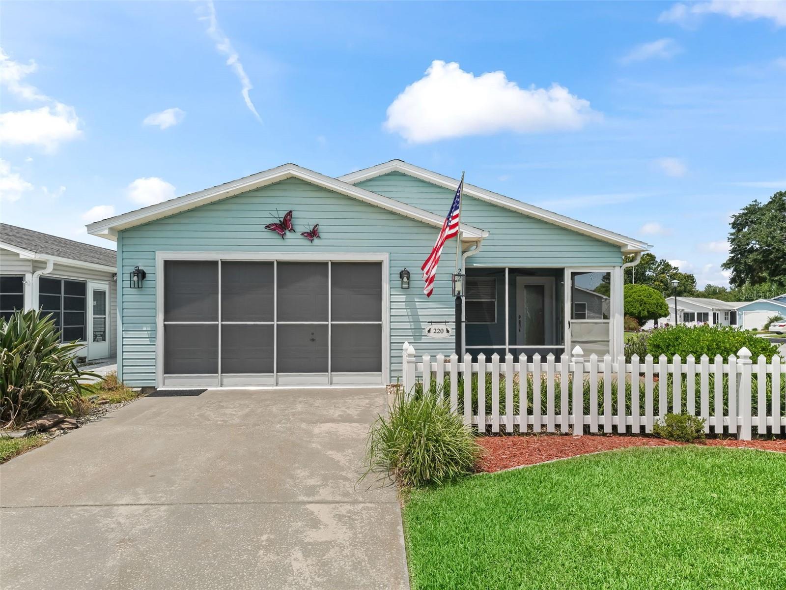 BOND PAID! NEW ROOF May 2025 - FANTASTIC LOCATION between Lake Sumter Landing and Spanish Springs! Beautiful CORNER LOT Patio Villa in the Village of Rio Ponderosa in The Villages Florida is ready for you to move into ASAP! This Patio Villa has 2 Bedrooms, 2 Bathrooms, Kitchen Breakfast Bar, Kitchen Pantry, Kitchen Breakfast Nook, 2 Linen Closets and 1 1 /2 Car Garage plus a Screened Lanai all waiting for you! Updated: New Roof May 2025, Kitchen Appliances, Granite Countertops, Backsplash, Under Cabinet Lighting, Pendant Lighting over Breakfast Bar, Solar Tubes, Luxury Vinyl Flooring throughout and Neutral Paint. The Living Room has room for any size TV you desire because there is a large wall to utilize. The Primary Bedroom holds a King Sized Bed if you desire plus all of your furniture - it also has a large walk in closet. The 2nd Bedroom has a built in closet plus room for a guest bedroom setup or a hobby room or both. Hurry to make this updated patio villa you own! BOND PAID!