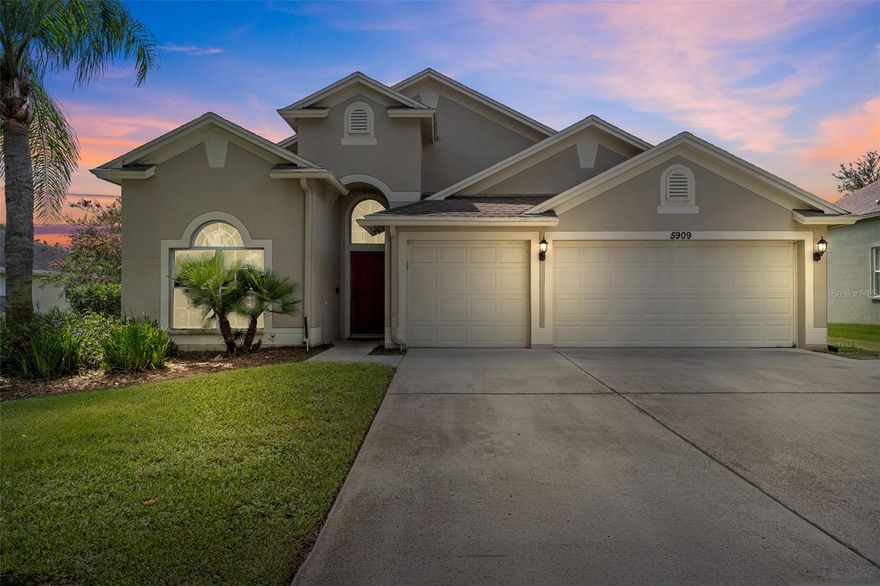Welcome to Lake Bernadette – a premier golf course community in Zephyrhills! This expanded single-family home boasts stunning golf course views right in your backyard. Enjoy the side fenced in yard with trees and tropical plants too! The open-concept floor plan features a spacious first-floor owner’s suite with a private sitting area, spa-like ensuite bath, and an oversized walk-in closet. Two additional bedrooms are tucked into a separate wing, along with a large living and dining area complete with a built-in wardrobe, offering flexible use as an additional bedroom. Upstairs, a generous media room with full bath can double as a guest suite. Two main AC units replaced 2019, exterior painted in 2018. Newer laminate floors are very low maintenance. The true highlight is the expansive Florida room with a wall of windows overlooking the greens – the perfect place to relax, entertain, or simply enjoy the serene views.  One or more photos have been virtually staged. Lake Bernadette offers resort-style amenities including two pools, golf, tennis, basketball, playground, and fitness center. Ideally located just minutes from I-75, you’ll enjoy easy access to downtown Tampa. Nestled amid the charm of Zephyrhills and only one mile from the Wesley Chapel line, this home is close to top-rated shopping, dining, hospitals, Tampa Premium Outlets, The Grove, The Shops at Wiregrass, and renowned sports academies. One year minimum rental.  Dog ok but breed restrictions.