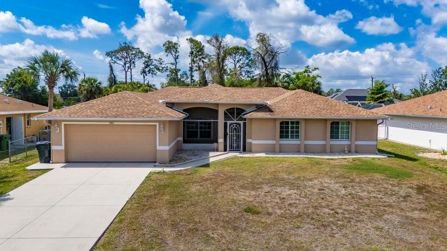 Welcome home to this beautifully maintained 3/2/2 pool home nestled in the heart of North Port! From the moment you walk in, you'll be impressed by the thoughtful layout featuring a great room / living room, separate dining area, and a spacious breakfast nook — perfect for both everyday living and entertaining. The true chef's kitchen is a showstopper, boasting a stunning 10-foot island, rich wood cabinetry, gleaming granite countertops, stainless steel appliances, a beverage fridge, and abundant storage for the home cook who demands it all.
The split bedroom floor plan offers privacy and space, with generously sized bedrooms and well-appointed bathrooms. The washer and dryer are included — with a brand new washer — making this home truly move-in ready!
Step outside to your own private oasis — a sparkling pool newly resurfaced with Pebble Tec, complemented by a beautiful paver deck, new pool heater/chiller, and a screened cage, making year-round Florida living effortless. The fully fenced yard offers privacy and plenty of room for pets, play, or simply relaxing in your own slice of paradise.
Major updates give you peace of mind: new roof (2021), hurricane shutters throughout, and a handy shed for additional storage. Located in Flood Zone X — no flood insurance required!
Close to shopping, dining, schools, and all that North Port has to offer. This one checks every box — schedule your private showing today!