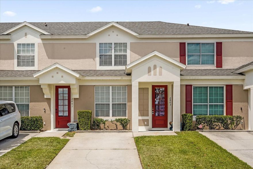 Beautiful 3-bedroom, 3-bathroom home offering comfort and flexibility in a prime location—less than 3 miles from Walt Disney World!
This well-designed layout features one bedroom and a full bathroom on the first floor, perfect for guests or multi-generational living. 
Enjoy Florida living in your screened-in courtyard—ideal for relaxing or entertaining year-round.

Located in a resort-style community with incredible amenities, including a saltwater pool, splash pad, tennis and volleyball courts, clubhouse with gym and movie theater, tiki bar, convenience store, daily valet trash, and 24-hour guard-gated security. HOA includes cable and internet for added value.Perfect as a primary home, vacation getaway, or short-term rental investment with low-maintenance living and endless potential.
