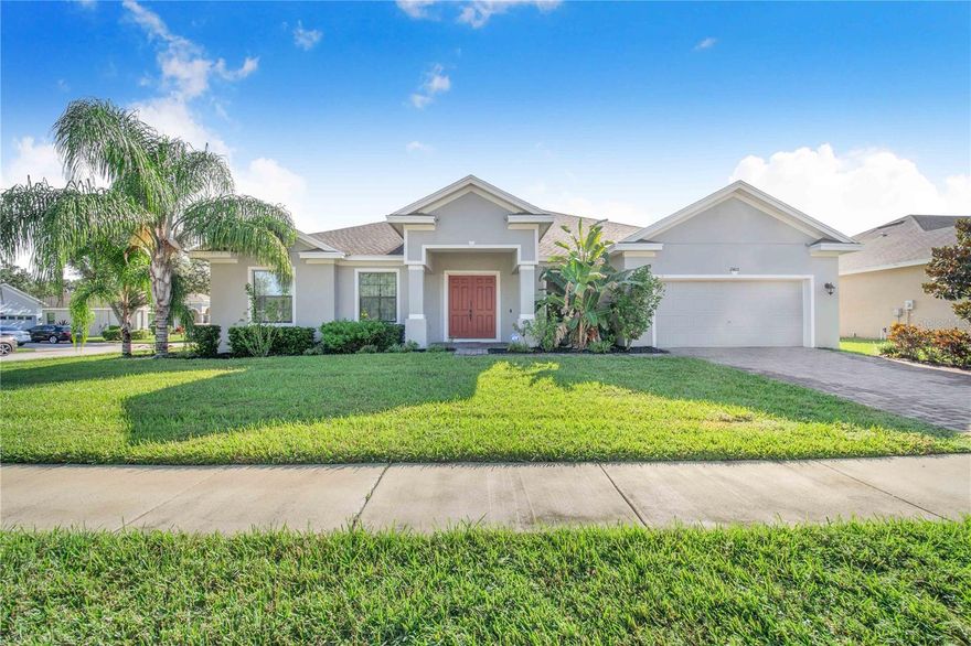 Welcome to this stunning 4-bedroom, 2-bath pool home that blends elegance, comfort, and functionality. From the moment you enter through the double doors, you’re greeted with an open floor plan and wood plank laminate flooring throughout, creating a warm and inviting atmosphere. The home features multiple living and dining spaces, including a formal living room, formal dining room (or office/den), a bright nook, and a spacious family room, offering plenty of room for entertaining and everyday living. The chef-inspired kitchen is a true showstopper, featuring state-of-the-art appliances, granite countertops, a large island with farmhouse sink, stovetop cooking area with vent, and a walk-in pantry. You’ll also love the coffee bar and abundance of counter and cabinet space—perfect for gatherings. The luxurious master suite boasts cathedral ceilings, crown molding, and a walk-in closet with custom built-in cabinetry. The spa-like master bath offers dual sinks, a garden tub, walk-in shower, linen closet, and private water area. The split floor plan places the additional bedrooms on the opposite side, each with high ceilings, crown molding, and spacious closets. A beautifully upgraded second bath with tiled walk-in shower serves bedrooms two and three, while the fourth bedroom—located just off the pool area—offers a peaceful view of the backyard. Step outside through the sliding glass doors to your own private paradise. The screen-enclosed chlorine pool with a covered lanai is perfect for relaxing, entertaining, or grilling out. The vinyl-fenced yard ensures privacy, and you’ll love the variety of fruit trees including banana, cherry, peach, lemon, and fig. Additional highlights include: upgraded light fixtures throughout, a spacious laundry room, and thoughtful details that make this home move-in ready. This home truly has it all—style, space, and a backyard oasis. Don’t miss your chance to own it!