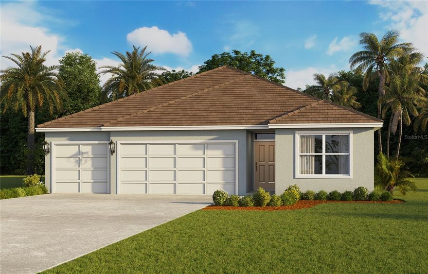 Under Construction. Discover the Madison. This spacious layout includes 4 bedrooms, 3 bathrooms, and a 3-car garage, making it perfect for modern family living. Inside, the open-concept design seamlessly blends functionality and comfort, ideal for daily living and entertaining. The chef-inspired kitchen features stainless steel appliances, a large center island, and an expansive walk-in pantry, overlooking the living and dining areas. Enjoy the Florida weather year-round with easy access to the covered lanai from the living space. Each bedroom offers comfort and privacy with carpeted floors and ample closet space. The primary suite, at the rear of the home, includes an en-suite bathroom with a walk-in closet, double vanity, and walk-in shower. Additional bedrooms are well-sized, with two sharing a bathroom and one having its own for added convenience. The Madison includes a dedicated laundry room and a 3-car garage, offering ample storage and parking. 

*Photos are of similar model but not that of exact house. Pictures, photographs, colors, features, and sizes are for illustration purposes only and will vary from the homes as built. Home and community information including pricing, included features, terms, availability and amenities are subject to change and prior sale at any time without notice or obligation. Please note that no representations or warranties are made regarding school districts or school assignments; you should conduct your own investigation regarding current and future schools and school boundaries.*