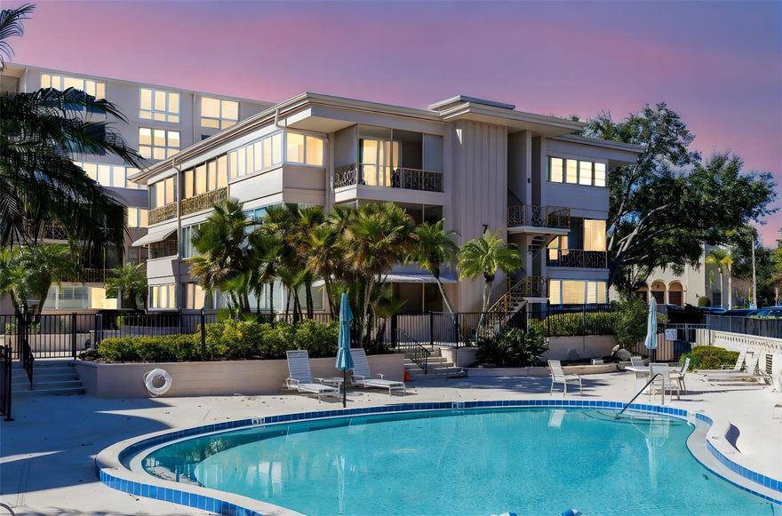 Welcome to an exceptional opportunity to own a beautifully maintained, move-in ready third-floor, water-view, corner unit studio residence in one of Winter Park’s most coveted locations—directly adjacent to Lake Osceola and just moments from iconic Park Avenue. This rare downtown setting places you within effortless reach of the Winter Park Farmers’ Market, acclaimed dining, boutique shopping, cultural venues, and a picturesque network of lakes and parks.

The residence features a bright and open floor plan where the kitchen, dining, and living spaces flow seamlessly, creating an inviting atmosphere ideal for both everyday living and entertaining. Upon entry, you are welcomed by multiple storage closets and a discreet hallway that provides additional storage and convenient access to the full bathroom—an uncommon luxury for a studio-style layout.

Sliding glass doors lead to a generously sized, private covered and enclosed balcony overlooking the tranquil interior courtyard, with peaceful views of the community pool and Lake Osceola beyond. This serene outdoor retreat is the perfect setting for morning coffee, evening relaxation, or quiet reflection amid lush surroundings.

Residents enjoy a truly low-maintenance lifestyle, with electric, gas, water, sewer, and trash all included in the condominium fee. Building amenities include elevator access to the third floor, on-site management, a community laundry facility, and beautifully appointed common areas. The property also features expansive outdoor patios overlooking Lake Osceola, a resident club room, and immediate access to the community pool.

Located within Whispering Waters, a highly desirable 55+ community, this residence is ideally suited as a primary home, seasonal retreat, or elegant in-law suite—offering timeless Winter Park living with unmatched convenience and charm.