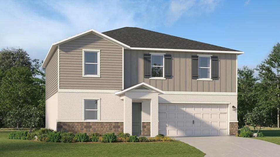 One or more photo(s) has been virtually staged. Under Construction. The first floor of this two-story home shares an open layout between the kitchen, dining area and family room for easy entertaining with access to the patio. A secondary bedroom on the first floor can easily be converted to a guest room or home office. Upstairs is a versatile loft that serves as an additional shared living space, along with three secondary bedrooms and a luxe owner's suite comprised of an en-suite bathroom and a large walk-in closet. Crosswinds is an amenity-rich masterplan community of new single-family homes, located in Haines City. Amenities include: a resort style pool, clubhouse, dog park, walking trails, basketball court and soccer field. Close to major roads, parks, Advent Health Heart of Florida, restaurants, shopping.