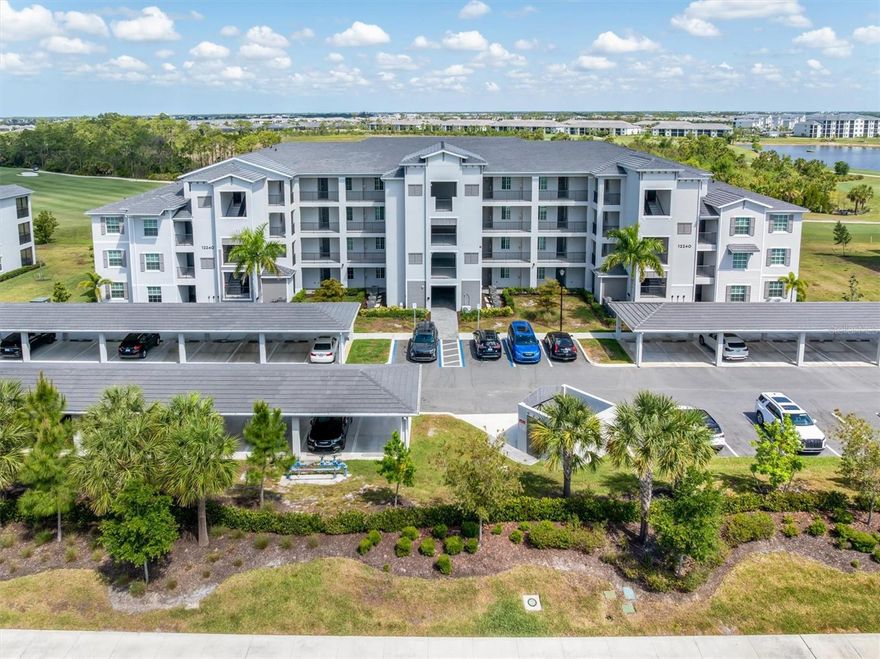 This isn’t just another condo, it’s the kind of place that makes you pause the minute you walk in and look straight through to that sweeping golf course and lake view. Perched on the third floor, this 2-bedroom, 2-bath residence delivers a vantage point that will truly make you smile and relax, and with an elevator in the building, getting there is effortless. Inside, the open floor plan was designed to showcase the view from nearly every angle. The kitchen, dining, and living areas flow seamlessly together, creating a bright, easy space that feels both comfortable and connected to the outdoors. Thoughtful upgrades like a shiplap accent wall and custom wood detailing under the kitchen island, add warmth and a touch of personality you don’t often find. Step out to the screened lanai, where mornings start with coffee overlooking the course and evenings wind down with peaceful water views. It’s the kind of setting people come to Wellen Park Golf and Country Club for…and yes, GOLF MEMBERSHIP IS INCLUDED, so you can fully embrace the lifestyle from day one. Practical perks make everyday living just as appealing: an assigned carport space, ample guest parking, and a private storage closet located right in the hallway, perfect for bikes, golf clubs, and beach gear. This home is such a short stroll to the amenity center, including a stunning resort-style pool and spa, the fun-filled tiki bar, tennis, pickleball, bocce, fitness center with aerobics room, full-service spa, and the future clubhouse (planned for completion in 2027). Whether it’s a quick drink after a round, a morning walk, or an afternoon by the pool, everything is just steps away! Located within Wellen Park, one of the fastest-growing master-planned communities in the country, this area continues to draw attention for good reason. You’re just a short drive to multiple Gulf beaches, boating opportunities, and an ever-growing mix of shopping and dining, making it easy to enjoy everything Southwest Florida is known for. Offered with furniture negotiable, this condo gives you flexibility whether you’re looking for a seasonal escape, investment, or full-time home. It doesn’t just check the boxes, it delivers the lifestyle.