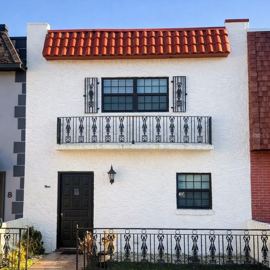 Welcome to this mediterranean inspired 2-bedroom 2.5 bath condo in the Intracoastal river-front community of Cobblestone Village.  This two-story residence offers a warm, welcoming atmosphere and timeless charm.  The community features a secured, enclosed central courtyard / parking with a private pool, creating a peaceful focal point of the complex, as well as a viewing pier with Intracoastal access.  Ideally situated near Seabreeze Blvd, just minutes from the beach, restaurants, shopping, and entertainment.  Perfect for year-round living, a coastal retreat or an incoming- producing property.  Roof replaced in 2025.