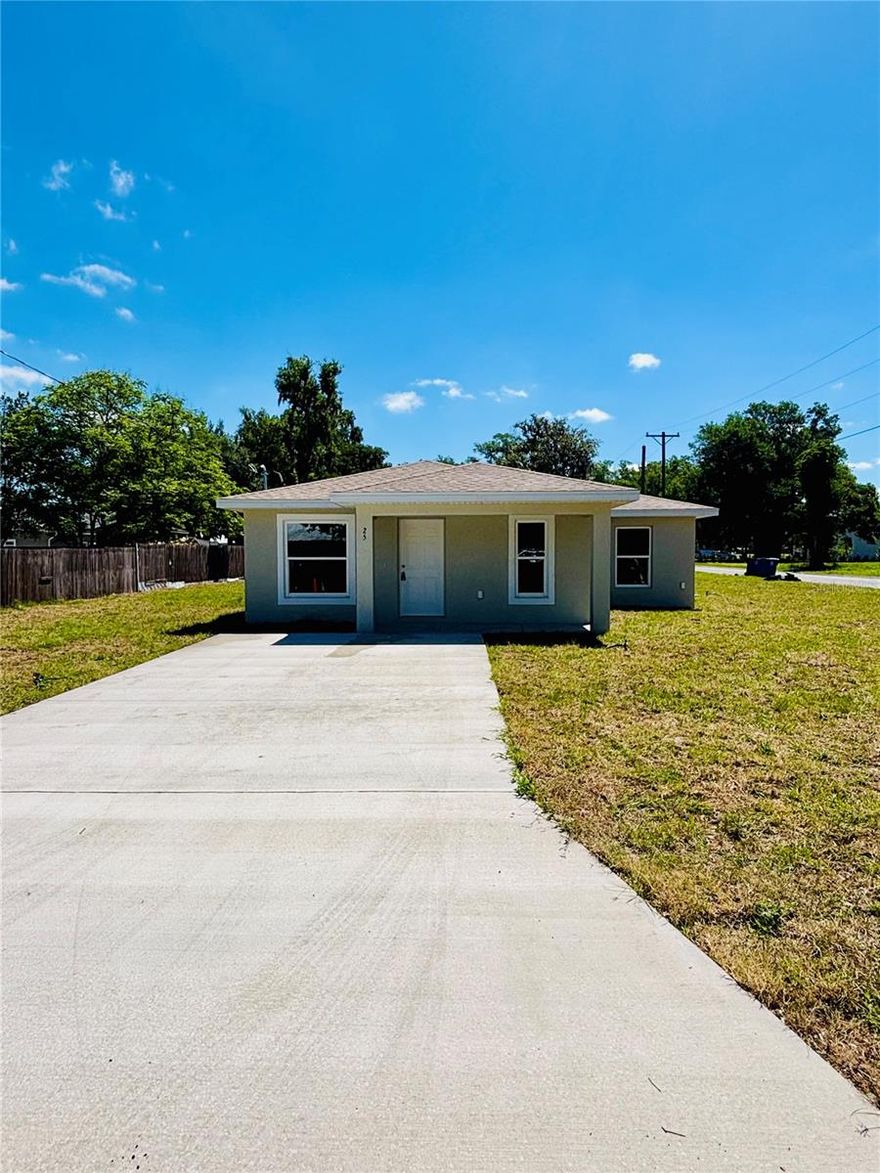 Beautiful 2026 built 3 bed, 2 bath house located at the heart of the city of Fort Meade. Very quiet corner lot, close to school, shopping, and dining. There is no HOA in the area to deal with. Architectural shingles on the roof, and there are double-pane windows and wood-like laminate flooring throughout. All stainless steel appliances and granite countertops. Master bath has a walk-in shower, and the guest bath has a tub. Seller is an investor and not a builder. Seller cannot give you the builder's warranty. Only the CO certificate (clear to occupy) from the city of Fort Meade building inspection division will be provided. Bring your inspector and do your inspection for your satisfaction. House doesn't come with a mailbox. Easy access to the yard from the side street allows you to park your boat or trailer.