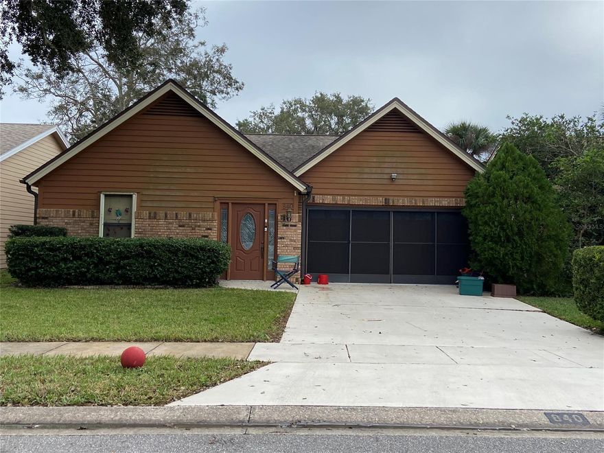 This quaint home is in the community of Pine Island. The home features a desirable open split bedroom floor plan.  The popular open floor plan flows out to a den and patio.  The spacious backyard overlooks the canal.  Affordable association has a club house and shuffle board courts and community in-ground pool.  Convenient central location near shopping, dining, about 10 mins to the beach and NSB public golf course, or an evening on the town relishing in the entertainment of downtown Canal St or Flagler Ave. Home had water intrusion during the hurricane. ;Water: City