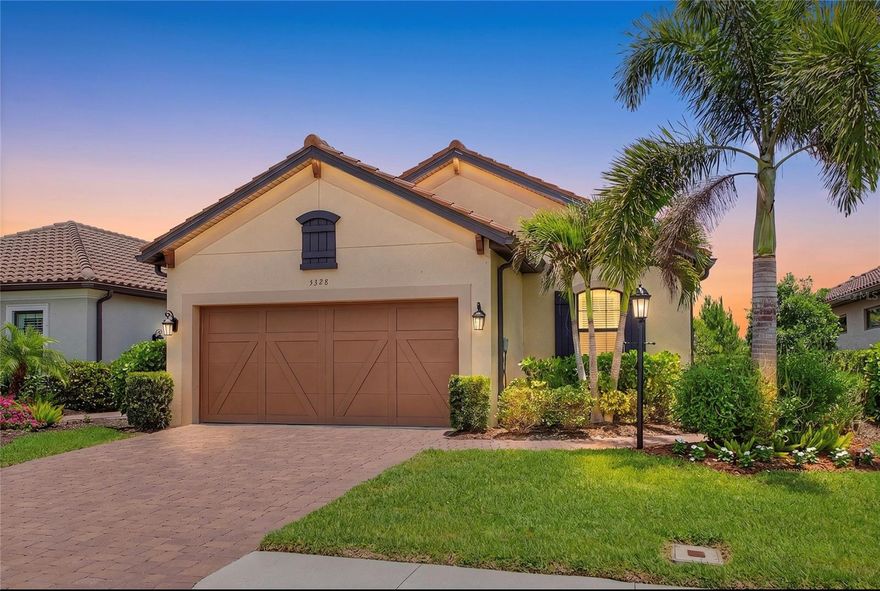 This stunning newly painted exterior Arezzo model is beautifully landscaped and located in Esplanade on Palmer Ranch - Sarasota’s premier gated resort-style community. This property, located on a quiet cull-de-sac street,  is being offered TURNKEY, FULLY FURNISHED featuring over $75,000 in premium upgrades. The home features a light and airy open concept design with 3 bedrooms, 2 bathrooms plus a den. Bordering a nature reserve, making for exceptional privacy and peaceful views. Key enhancements include 10’ ceilings, 8’ solid wood interior doors and a garage with 4’ extension and acrylic flooring. The natural gas kitchen features an abundance of cabinetry, work space, quartz counter tops and pantry plus flows seamlessly into the living and dining area. The primary suite serves as a welcome retreat featuring a bathroom with dual vanities and spacious walk-in closet. The second bedroom opens to the hall bath creating an on-suite for guests. Premium upgrades include: Luxury waterproof vinyl flooring in bedrooms and den installed 2025, plantations shutters and custom window treatments, whole house GENERAC generator and CULLIGAN water filtration system, extended screened lanai with a natural gas grill and pizza oven, new washer and gas dryer 2025, ceiling fans throughout, tray ceilings, upgraded exterior elevation and new exterior paint in 2025 and tile roof just cleaned! Esplanade on Palmer Ranch and Legacy Estates offer an active carefree living with world class amenities including an on-site Bahama Bar restaurant and bar with entertainment, resort-style pool, resistance pool, splash park, hot tub and covered lanai with fireplace. Plus a wellness room for massages, state of the art fitness center with daily classes and stretching room, 8 pickleball and 2 tennis courts, plus 3 dog parks. Residents also enjoy 2 direct gates access to the legacy Trail. Added bonus is lawn care including mowing, Irrigation, trimming and mulching! Convenient location within easy reach of Siesta Key Beach, downtown Sarasota, downtown Venice and local beaches. Convenience continues with quick access to major roads, restaurants and shopping including UTC.  Isn’t it time to start living the Florida Lifestyle?