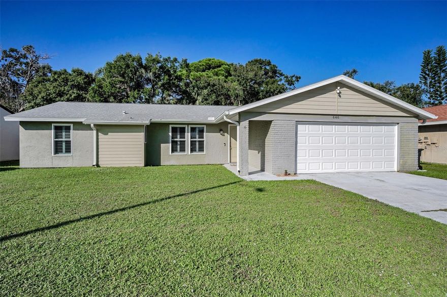 LOVE WHERE YOU LIVE - ONE STORY POOL HOME! Welcome to this MOVE IN READY 3 bedroom, 2 remodeled bathroom, 2 car attached garage split floor plan featuring 1554 ft.² located in the beautiful City of Oldsmar. This home will not disappoint. It is the perfect blend of comfort and Florida living. Just inside the front door is the living room highlighted with plantation shutters and tile floors that run throughout the entire home. The kitchen is the heart of the home and boasts updated cabinetry, stainless steel appliances, subway tile backsplash, kitchen sink window overlooking the pool, a closet pantry with wood shelves and easy access to the dining area and family room – perfect for gathering and entertaining. The family room has French doors to the outdoor pool area and fenced in the backyard. The primary suite is highlighted with tile floors, a ceiling fan, a large walk-in closet and an updated bath featuring a walk-in shower, updated vanity and fixtures, a bidet feature on the toilet along with a linen closet. The secondary bedrooms have tile floors and share the second remodeled bathroom with a tub/shower combination. Additional upgrades to this home include plantation shutters, inside laundry closet, including the washer and dryer, newer double hung vinyl windows (2014), porcelain and/or ceramic tile floors throughout, updated electrical panel, gutters, water heater (2021), roof (2020), HVAC (2020), newer pool pump (2024) and hurricane shutters. Enjoy the freedom of no HOA or CDD fees plus the added benefit of a transferable flood insurance policy. Flood Insurance is required, but the good news is this property remained high and dry during the 2024 storms with no reported damage. The City of Oldsmar is a vibrant, golf cart friendly city, the residents enjoy easy access to waterfront parks, playgrounds, dog parks, pickleball courts, community events such as concerts in the park and seasonal celebrations at the local parks. This home is conveniently located to restaurants, schools, shopping, medical facilities, golf course, beaches, just blocks from the scenic Shores of Tampa Bay and beautiful morning sunrises and only 20-25 minutes to Tampa International airport.This is a must see home in an amazing location at an amazing price.