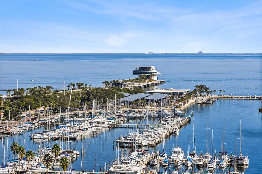 You will know you have found the perfect home once you open the door to this luxury packed 15th floor condominium. Your eyes will focus on the stunning panoramic views of Tampa Bay, Downtown Marina, Downtown St. Petersburg and Albert Whitted Airport. This is the best views of any downtown luxury condominium. Entertain and just relax in this 2 bedroom, 2,5-bath condo. This unit has an additional office/study/den, perfect for a home office, Beautiful large kitchen, large center island, all top of the line JennAir appliances, light and bright custom cabinets and quartz countertops. Open concept layout, Soaring 10 foot ceilings, Floor-to-ceiling windows with one-touch electric shades. The primary suite offers same high ceilings, floor-to-ceiling windows with electric shades, Ensuite primary spa-like bath, and walk-in closets. Second guest suite also features floor length windows and ensuite luxury bath. 7th. Floor amenities deck has a large pool with 75-foot lap pool, private cabanas, hot tub, multiple grilling areas and outdoors kitchen. 5000 sq. ft. State-of-the-art fitness center, Multiple lounge areas, Working spaces, Game Room and Concierge service, 24 Hr. Security, Seperate Storage area, two assigned garage parking spaces. All this in the heart of downtown. walk to fine dining, shopping, museums, entertainment and more!