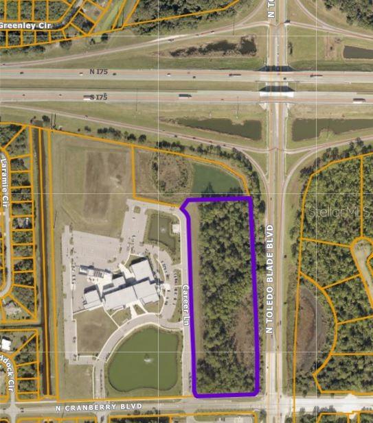 CG-zoned mixed-use parcels (two currently available) at a prime location on Toledo Blade Boulevard (close to I-75) available for lease at $2.85/SF NNN (Tenant pays taxes and CAM). This assemblage is directly east of the Suncoast Technical College. Directly on heavily-traveled Toledo Blade Boulevard, just south of I-75 (Exit 179). Traffic signal at Cranberry Boulevard and Toledo Blade Boulevard.