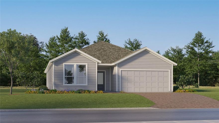 Under Construction. This popular new Hendrix is a four-bedroom home with convenient single-story living. Three secondary bedrooms are located near the front of the home off the foyer, near a versatile flex space ready to be used as an office or studio. An open-concept floorplan blends the kitchen, living and dining areas with easy access to a covered patio, while a luxe owner’s suite is nestled into a private rear corner, providing direct access to a full bathroom with dual sinks and a walk-in closet. Each home comes with Lennar’s Everything’s Included® promise, which includes new appliances as well as quartz countertops, blinds, and more in the price of your home. Wellness Ridge is one of the most modern and anticipated new communities. R19 insulation is used to provide a quiet, comfortable and highly energy efficient home. LP Siding provides durability and impact resistance for your beautiful Florida home. Welcome to Wellness Ridge the community that was designed to provide a Healthy & Active Lifestyle!! Community Features include: Sports Courts, Clubhouse, Fitness Center, Conservation Areas, Playground, Resort Style Swimming Pool and Multi-Use Trails. This beautiful home is very close to Lake Louisa State Park. Clermont is one of the fastest-growing cities in Central Florida. Strategically located close to Orlando and theme parks, it is known for its picturesque hills and pristine lakes. Schedule your appointment today!