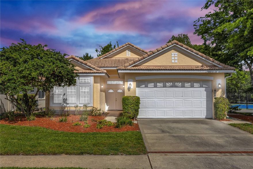 Welcome to this adorable, move-in ready 3-bedroom, 2-bath home located in the gated Fairway Hills section of DeBary Golf & Country Club, one of DeBary’s most desirable golf communities! This light-filled, beautifully updated home features new windows throughout, fresh interior paint, and updated plumbing (NO polybutylene pipes!) for peace of mind. The stunning kitchen showcases new stainless steel appliances (stove, microwave, dishwasher), new granite countertops, and plantation shutters, all flowing seamlessly into the open living space with soaring ceilings that create a bright and airy feel. Enjoy flooring throughout, with the expectation of new carpet in a guest bedroom, plus updated fans and fixtures for a modern touch. Major systems have been taken care of with a newer A/C (2017) and water heater (2020). One of the standout features is the enclosed, air-conditioned back porch, offering valuable additional living space, perfect for a flex room, office, or relaxing retreat. The spacious primary suite includes an ensuite bath with garden tub, separate shower, and dual vanities. Step outside to a cleared backyard with fresh landscaping, ready for your personal touch.
Lawn maintenance is included in the HOA, making for easy, low-maintenance living. Plus, enjoy tennis/pickleball courts just steps away!
Ideally located near shopping, dining, and I-4, this home offers the perfect blend of comfort, convenience, and lifestyle. Affordable golf community living in DeBary—don’t miss this one! Schedule your private showing today. Property may be under audio/video surveillance.
