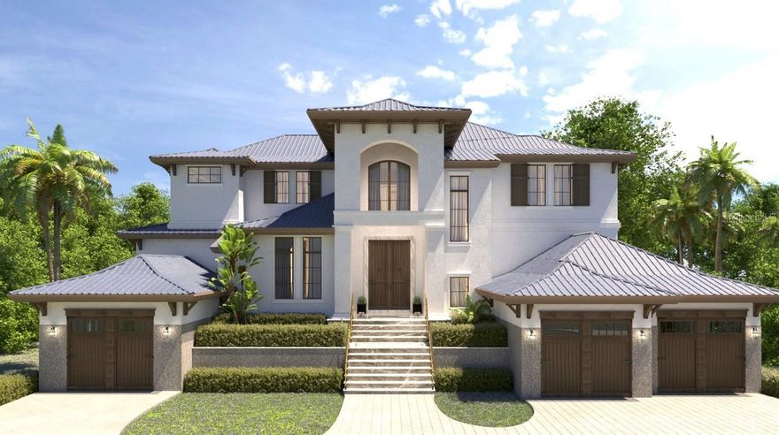 Under Construction. A dream home built by well-respected Voigt Brothers Construction on 95 ft of water frontage. Great boating waters on Hanson Bayou with easy access and no bridges to the bay. The home itself will be 4985 sqft with an elevator to all of the floors. Features include a master on the main plus a second master bedroom upstairs, 3 car split garage, pool and spa, expansive outdoor terrace and western facing back yard. A generous allowance package is included in the price. Located at the north end of Siesta in highly desirable Bay Island.