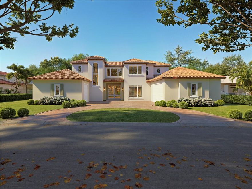 Under Construction. This remarkable two-story custom home at 7958 South Park Place in Orlando, features a total living area of 4,839 square feet and total area under roof of approximately 6,315 square feet. The first floor contains approximately 3,286 square feet of living space, while the second floor contains approximately 1,553 square feet. The home includes five bedrooms and five-and-a-half baths. The main level includes the kitchen, pantry, living and dining areas, primary suite, one additional bedroom, laundry room, IT room and a dedicated office or study. The second level includes three bedrooms, baths serving those bedrooms, a loft or flex area, laundry and mechanical space. The residence includes a three-car garage totaling approximately 992 square feet, configured as a two-car garage on one side of the house and a separate single-car garage on the other. Exterior living spaces include a large covered and screened main lanai with summer kitchen and outdoor fireplace, a private lanai off the primary suite and a covered front porch. The structure is built on a concrete stem wall foundation with insulated concrete walls, with a wind load design of over 170 miles per hour. High-quality, energy-efficient Andersen windows and doors are provided throughout the home, creating a safe, quiet and comfortable living space. A concrete tile roof with a peel-and-stick underlayment provides exceptional protection from the elements. The building envelope incorporates a high-performance insulated concrete wall assembly (ICF) with a high-performance insulated roof, intended to moderate interior temperatures, reduce heat transfer and improve overall comfort. The two HVAC systems utilize a variable speed inverter hybrid technology, resulting in reduced energy consumption without sacrificing comfort. Since the home is so well sealed, additional dehumidification systems were added to each air-conditioning system to control humidity and increase comfortability. The home also comes equipped with a 16.91-kilowatt solar PV array to offset electricity consumption, and a whole-home propane backup generator with an automatic transfer switch during power outages. The home includes propane gas, supplying a number of appliances including a gas cooktop in the kitchen, outdoor grill, pool/spa heater, two tankless hot water heaters and a whole home backup generator. The kitchen is designed with an oversized island, Sub-Zero double ovens, Sub-Zero refrigerator and freezer, a walk-in pantry, a bar/wine area with dual wine refrigerators and a dedicated coffee station. The main lanai includes a large summer kitchen with a 42-inch grill and hood. Interior features include level 5 drywall finish, solid core doors, large windows, zero-entry showers, granite/quartz countertops, Sub-Zero appliances, large format natural stone flooring, two laundry rooms, and additional insulation in select areas to enhance sound control between rooms and living spaces. The residence is designed with durability, energy efficiency, comfort and storm resilience in mind, to support long-term performance and livability.