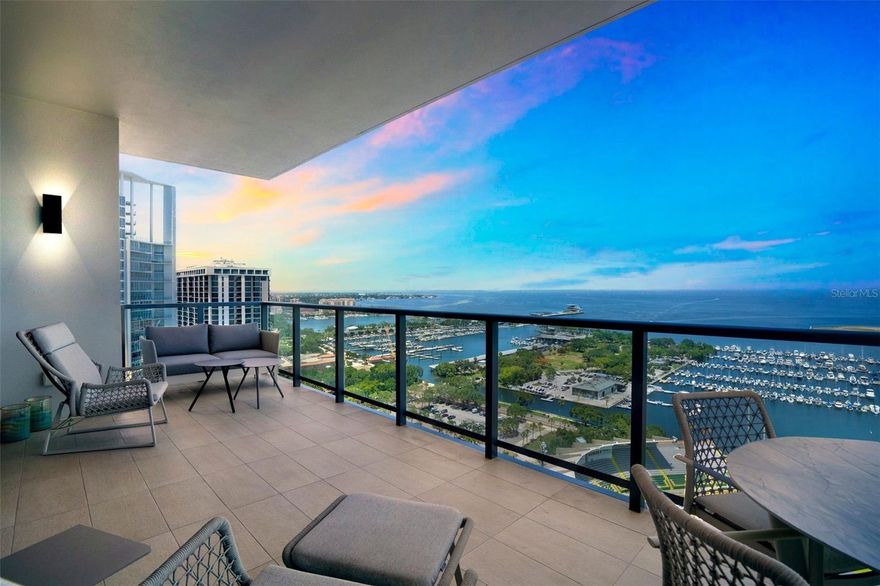 Saltaire, St. Pete’s newest luxury condo is perfectly located overlooking Tampa Bay and is walking distance to everything thriving St. Pete has to offer, including restaurants, concerts and the Saturday Morning Market. This spacious 2 bedroom, 3 bath unit has been impeccably finished, with custom closets, electric Lutron blackout blinds in the bedrooms and stunning backsplash. The 2 parking spots for Suite 2402 are perfectly located across from the access door. As one sits on the oversized balcony of this Brandes model, one is impressed with the views of the Pier, downtown Tampa, the Dali Museum, the twinkling lights of the marina and the best place to watch the St. Pete Grand Prix and the Rowdies! Saltaire has 5-star amenities and includes valet, 24 hours front desk staff, fantastic gym, a dog park on the 7th floor, a large social room, resort styled pool, with a separate spa and cabanas and barbeques, all that overlook the waters of Tampa Bay. Come see Saltaire and everything this refined lifestyle has to offer!