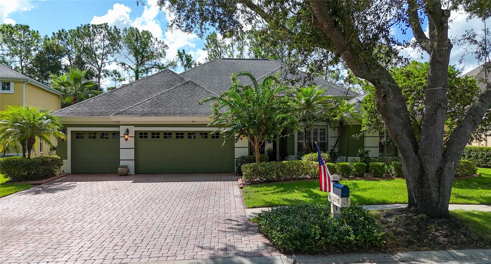 Welcome to the luxurious River Hills Country Club golf community! Upon entering the 24-hour guard-attended security gate, your sights turn to the majestic oaks lining the streets and meticulous landscaping that make this community so inviting. This jewel property sits in the much-desired St Andrews neighborhood known for its family vibe and year round holiday festivities. The 4 bedroom plus den/office home has 3 fully updated baths and a 3-car garage. As you enter, you are greeted with high ceilings, beautiful wood floors, and French doors leading to the screened lanai and heated pool area with private views of the golf course and trees directly behind the house. The split floorplan boasts a master ensuite with French doors, lovely pool views, large walk-in closet, 2 additional closets, and a large bathroom OASIS that must be seen to fully appreciate. Adjacent to the master ensuite is the office/den with custom French doors which also could be used as a “5th bedroom.” In the kitchen you will find stainless steel appliances, granite countertops, bar seating, an island prep area, soft close cabinets, and a large pantry. A separate laundry room with custom overflow pantry, sink, and additional storage simplifies daily life. The open floor plan with eat-in kitchen and separate dining, living, and TV areas provide ample entertainment space. The primary guest bedroom boasts a walk-in closet and built-in bookshelves and is adjacent to the guest bathroom with a pool entrance so wet feet won’t damage that gorgeous wood flooring. The additional bedrooms also have walk-in closets and are connected by a custom Jack and Jill bathroom. House was freshly painted in 2023 and the owner has records of the many updates and customizations completed. If the power goes out, you have a Generac/Honda generator system on hand to keep critical areas running. HOA dues include a social membership to the River Hills Country Club, providing access to events, dining, and social club amenities. The River Hills Country Club also offers amenities including an 18-hole golf course, driving range, chipping and putting practice areas, pool, tennis courts, pickleball courts, clubhouse, restaurant, playgrounds, basketball court, nature trails and more! So many more details about this home so please call for more information or to set up a showing.