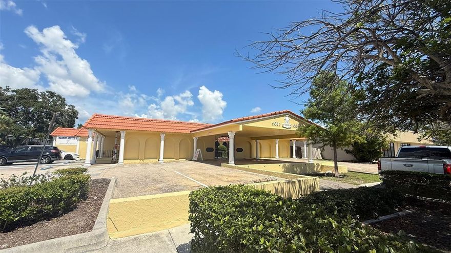 Prime Location on the busiest street in St. Petersburg.  Great visibility and easy access to major highways. Office is surrounded with well-established businesses and hotels. Building currently has 2 long terms medical offices. The hall just finished total renovation and is ready for rent to wedding, engagement or private events.